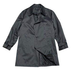 London Fog Lightweight Grey Long Trench Business Casual Designer Coat Mens Small